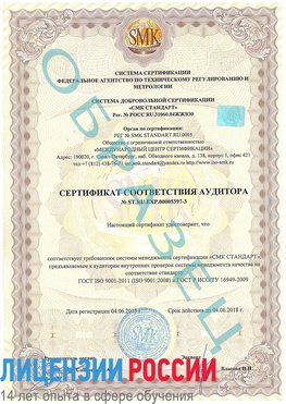 Образец сертификата соответствия аудитора №ST.RU.EXP.00005397-3 Очер Сертификат ISO/TS 16949